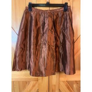 Barneys New York CO-OP Women metallic brown ￼ Pleated Skirt Size 0 Nwt (3583) Re
